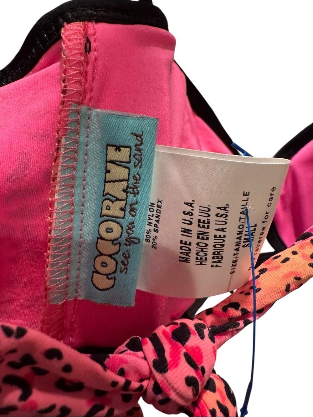 174. Coco Rave Pink Leopard Ruffle Bikini Top - Picture 3 of 3
